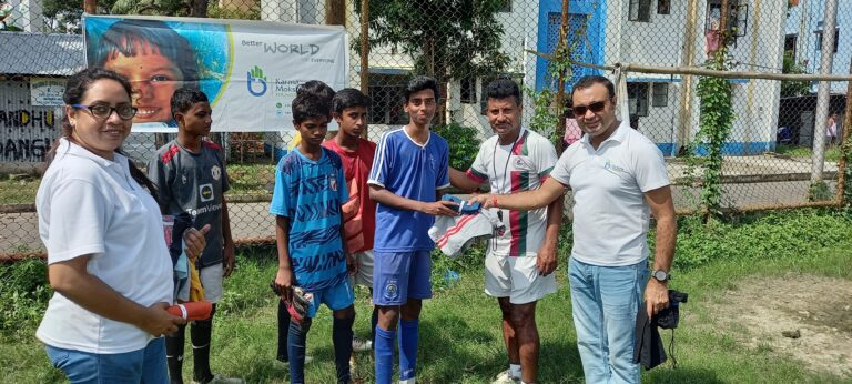 Clothes distribution for Budding Footballers at Soccer Coaching Centre